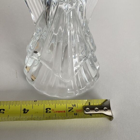 Vintage Clear Glass Heavy Cut Crystal Angel Taper Candlestick Holder Holiday - Picture 10 of 10